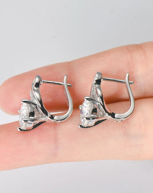 Luxury Moissanite Diamond Jewellery Set, 925 Sterling Silver Infinity Pendant Necklace & Drop Earrings