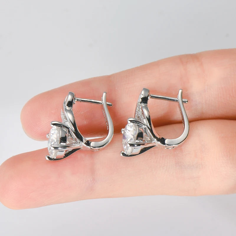 Luxury Moissanite Diamond Jewellery Set, 925 Sterling Silver Infinity Pendant Necklace & Drop Earrings