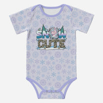 'SNOW CUTE' Adorable Unicorn; Short Sleeve Romper/Sleepsuit, Eco-Friendly Cotton