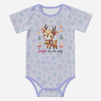 'Jingle All The Way' Reindeer; Super Cute Baby Short Sleeve Romper/Sleepsuit, Eco-Friendly Cotton