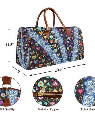 Boho Travel Bag6 Large Capacity Travel Bag-Large (Brown Short Patch) (1737)