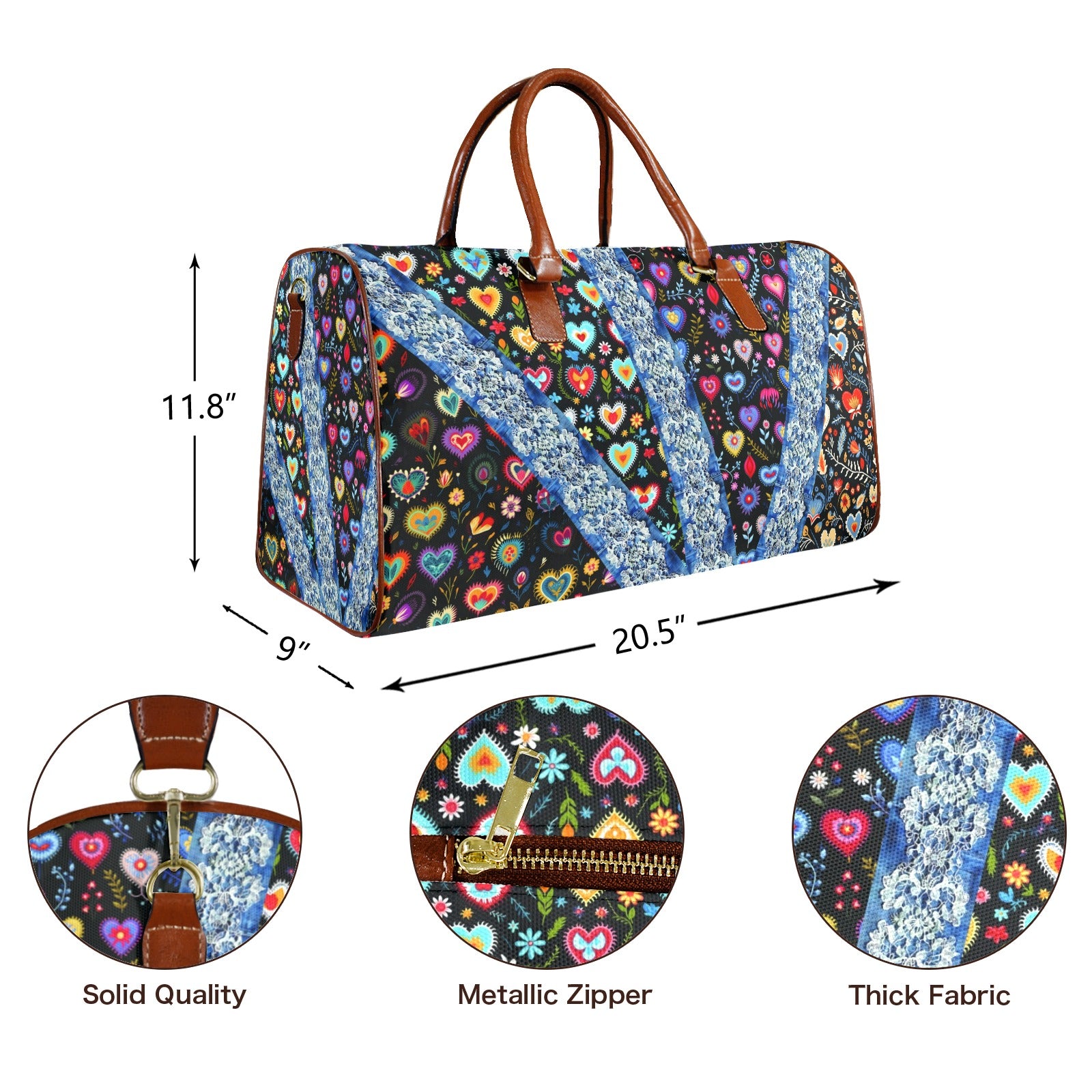 Boho Travel Bag6 Large Capacity Travel Bag-Large (Brown Short Patch) (1737)