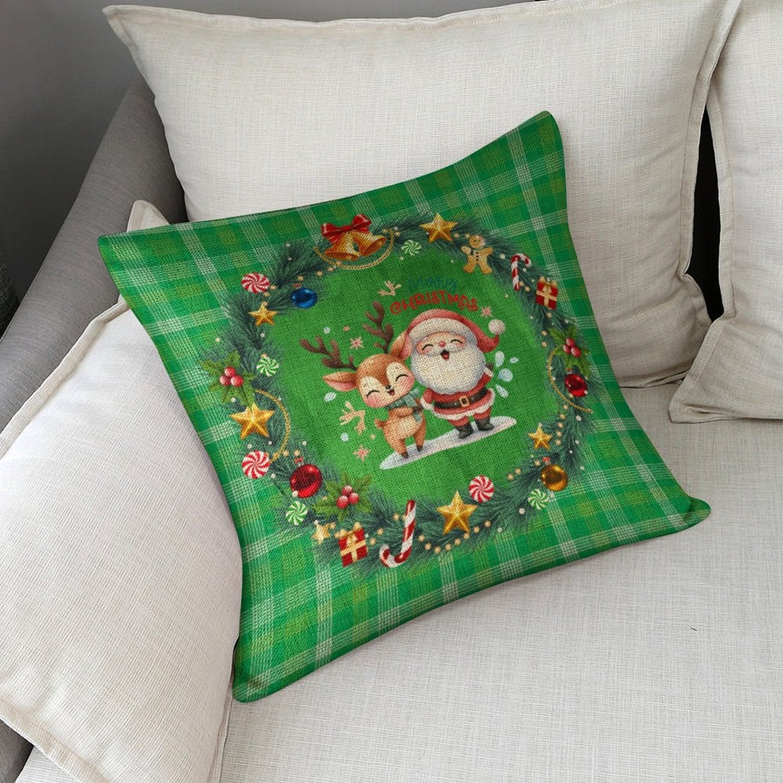 Set of 2 Cute, Colourful, Christmassy Cushion Covers