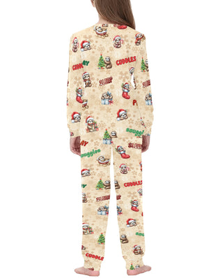 Soft, Comfortable Kids Unisex PJ Set in a Choice of 2 Adorable 'Christmas Sloth' Designs