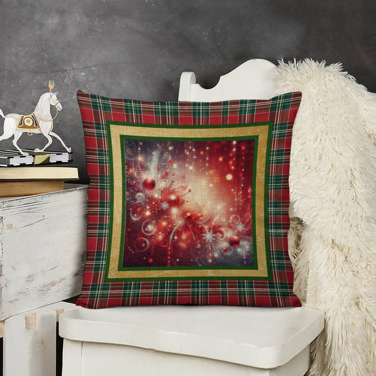 Set of 2 Cushion Covers with Matching (Not Same) Christmassy Designs