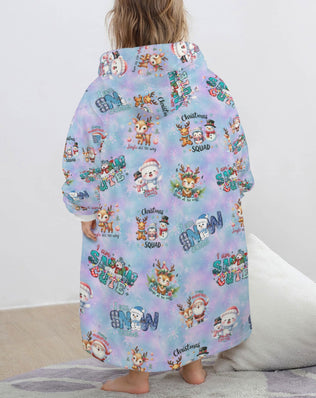 One-Size  Blanket Hoodie for Tots, Featuring Snowy Friends Celebrating Christmas