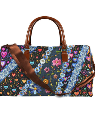 Boho Travel Bag Large Capacity Travel Bag-Large (Brown Short Patch) (1737)