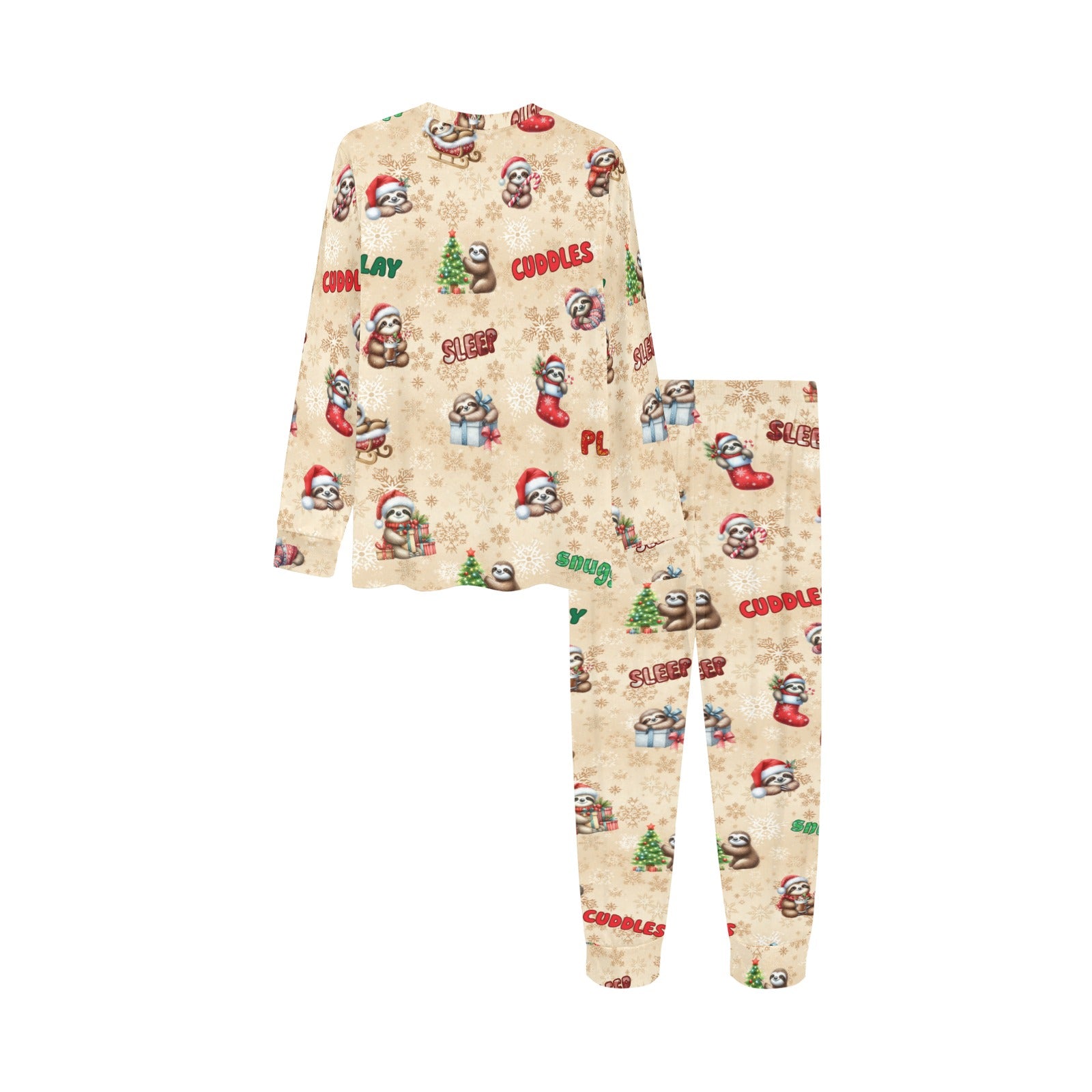 Soft, Comfortable Kids Unisex PJ Set in a Choice of 2 Adorable 'Christmas Sloth' Designs