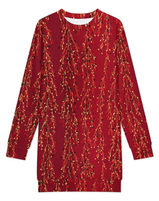 Long Sleeve, Long Length Sweatshirt Dress with Fun Christmas Design