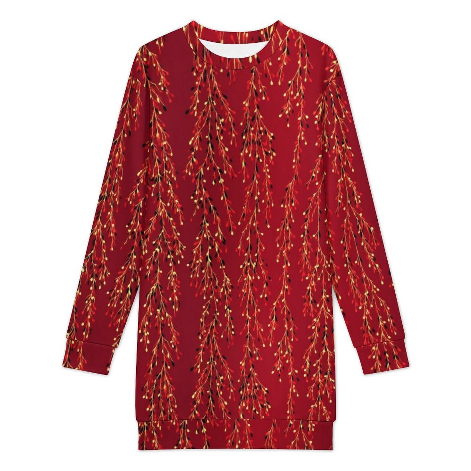 Long Sleeve, Long Length Sweatshirt Dress with Fun Christmas Design