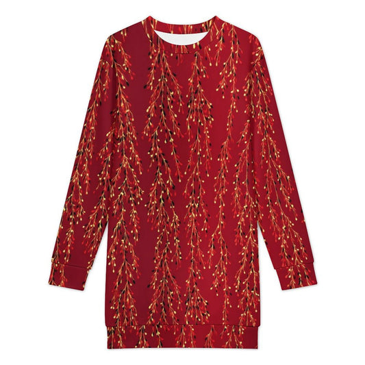 Long Sleeve, Long Length Sweatshirt Dress with Fun Christmas Design