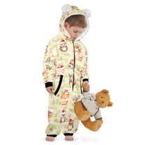 Christmas Woodland Friends, Fleecy, Zip-Up Onesie Loungewear for Little Kids