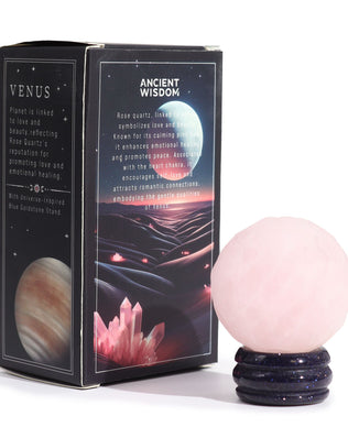 Rose Quartz Planet on a Sola Goldstone Stand (VENUS)