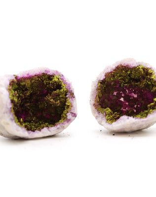 Coloured Calsite Geodes - Natural Rock - Pink & Gold