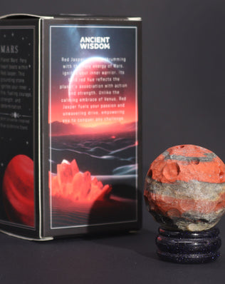 Red Jasper Planet on a Sola Goldstone Stand (MARS)