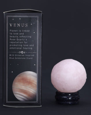 Rose Quartz Planet on a Sola Goldstone Stand (VENUS)