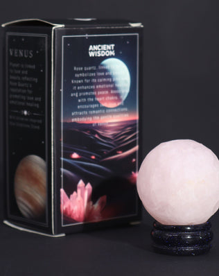 Rose Quartz Planet on a Sola Goldstone Stand (VENUS)