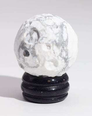 White Howlite Planet on a Sola Goldstone Stand (MOON)