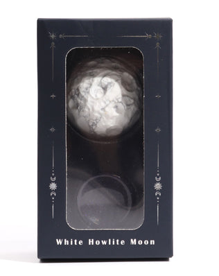 White Howlite Planet on a Sola Goldstone Stand (MOON)