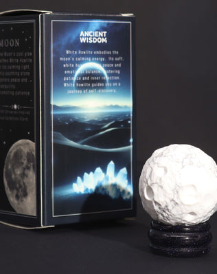 White Howlite Planet on a Sola Goldstone Stand (MOON)