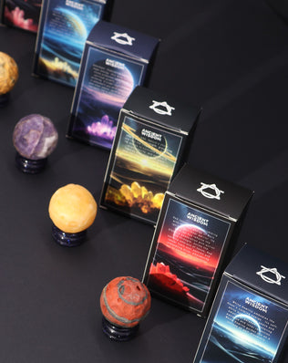 White Howlite Planet on a Sola Goldstone Stand (MOON)