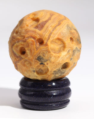 Crazy Lace Jasper Planet on a Sola Goldstone Stand (MERCURY)