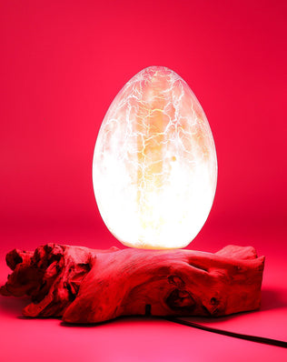 DriftGlow Lamp Crackle Fire Egg Shade - Orange