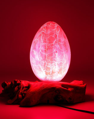 DriftGlow Lamp Crackle Fire Egg Shade - Orange
