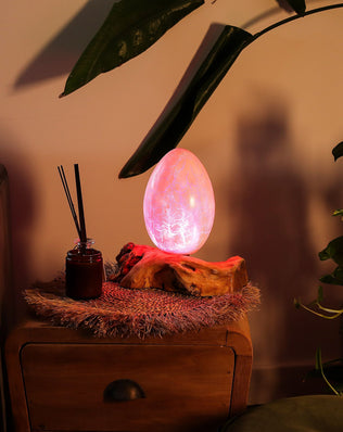 DriftGlow Lamp Crackle Fire Egg Shade - Orange