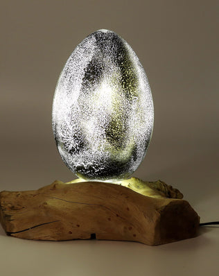 DriftGlow Lamp Crackle Lava Egg Shade - Grey