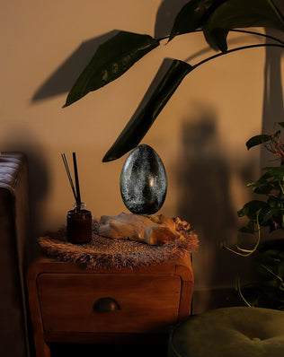 DriftGlow Lamp Crackle Lava Egg Shade - Grey