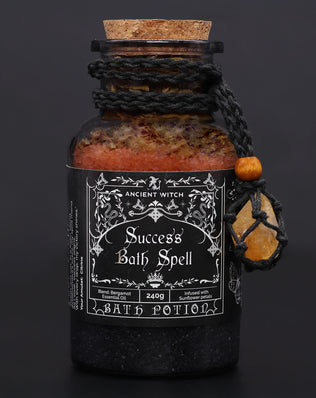 Ancient Witch Bath Spell Potion & Citrine Crystal Amulet - Success