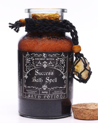 Ancient Witch Bath Spell Potion & Citrine Crystal Amulet - Success