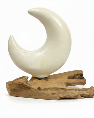 DriftGlow Lamp Crackle Half Moon Shade - Grey