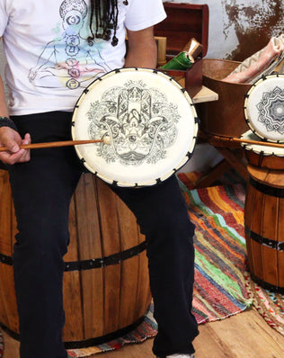 Hamsa Shamanic Drum with Two Sticks - 30cm