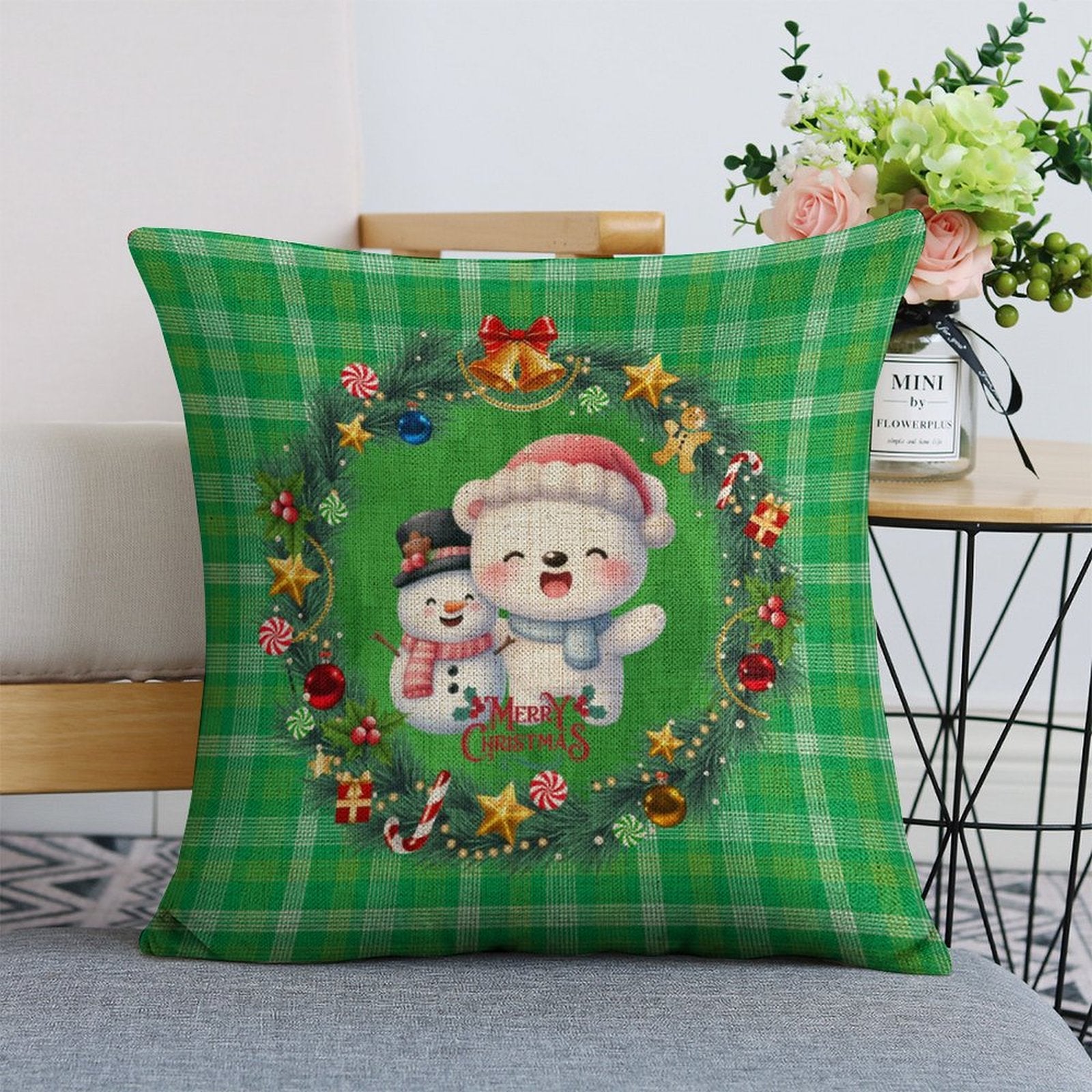 Set of 2 Cute, Colourful, Christmassy Cushion Covers