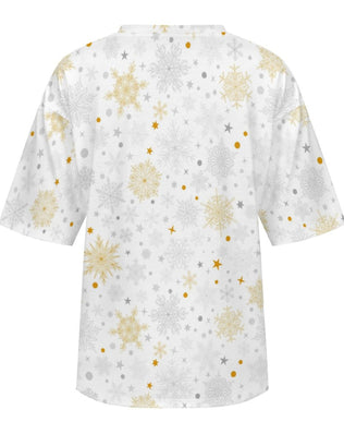 Drop-Shoulder Baggy Tee with Meaning of Christmas Design