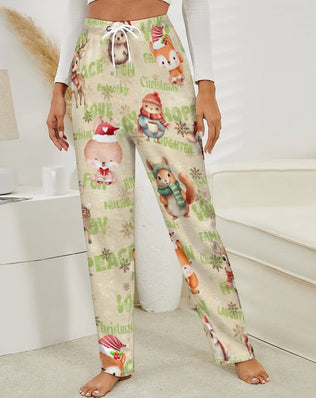 Fleecy Feel Loungewear / PJ Bottoms with Sweet Christmas Woodland Friends Design
