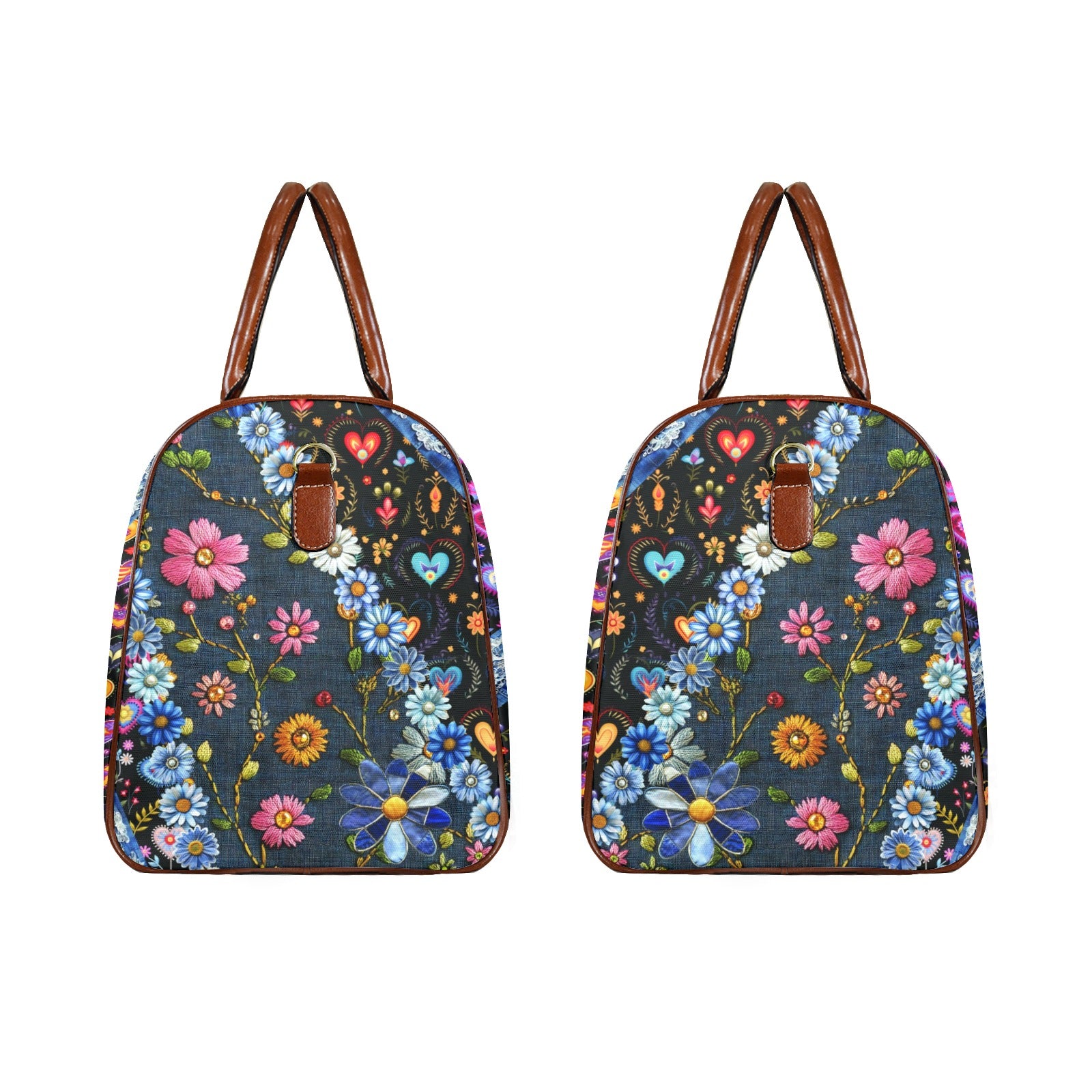 Boho Travel Bag Large Capacity Travel Bag-Large (Brown Short Patch) (1737)