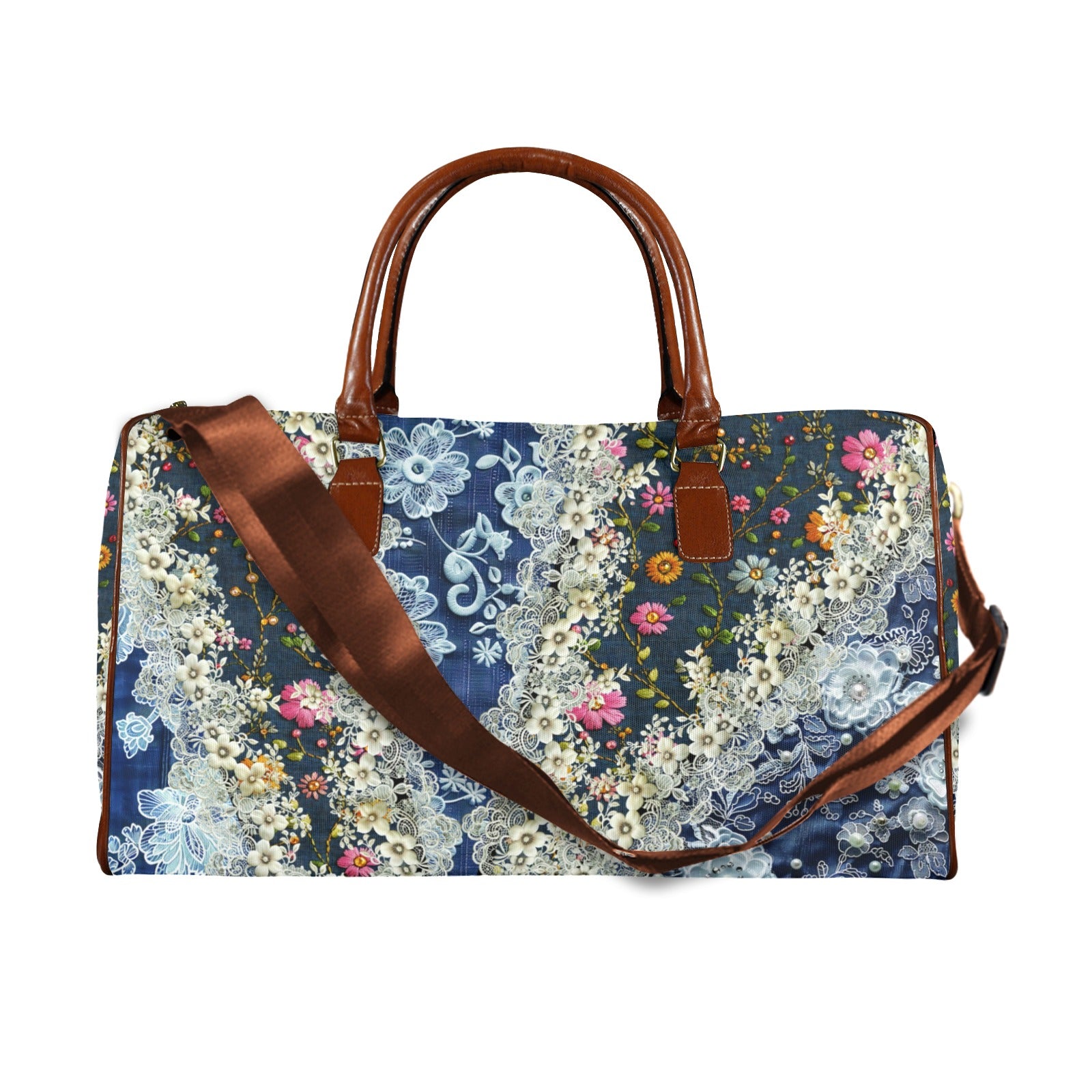 Boho Travel Bag5 Large Capacity Travel Bag-Large (Brown Short Patch) (1737)