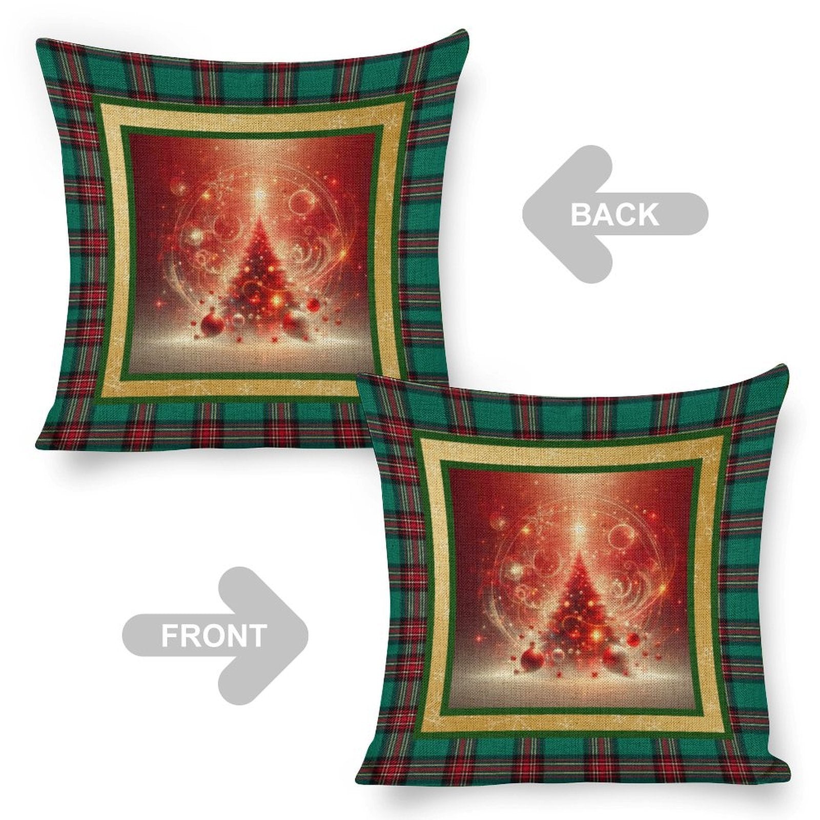 Set of 2 Cushion Covers with Matching (Not Same) Christmassy Designs
