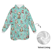One-Size  Blanket Hoodie for Tots, Featuring Artic Friends Celebrating Christmas