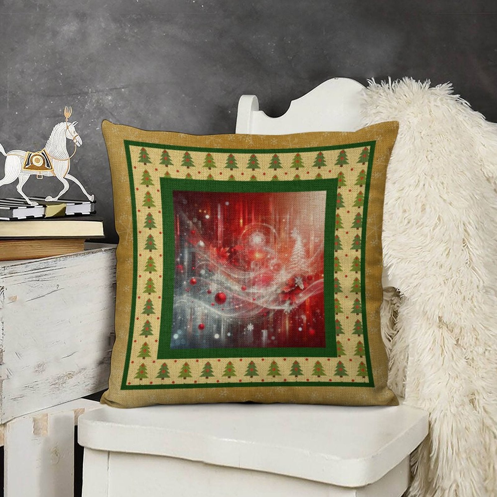 Set of 2 Cushion Covers with Matching (Not Same) Christmassy Designs