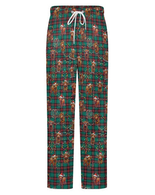 Fleecy Feel Loungewear /  PJ Bottoms with Highland Cattle on Tartan