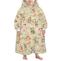 One-Size  Blanket Hoodie for Tots, Featuring Woodland Friends Celebrating Christmas