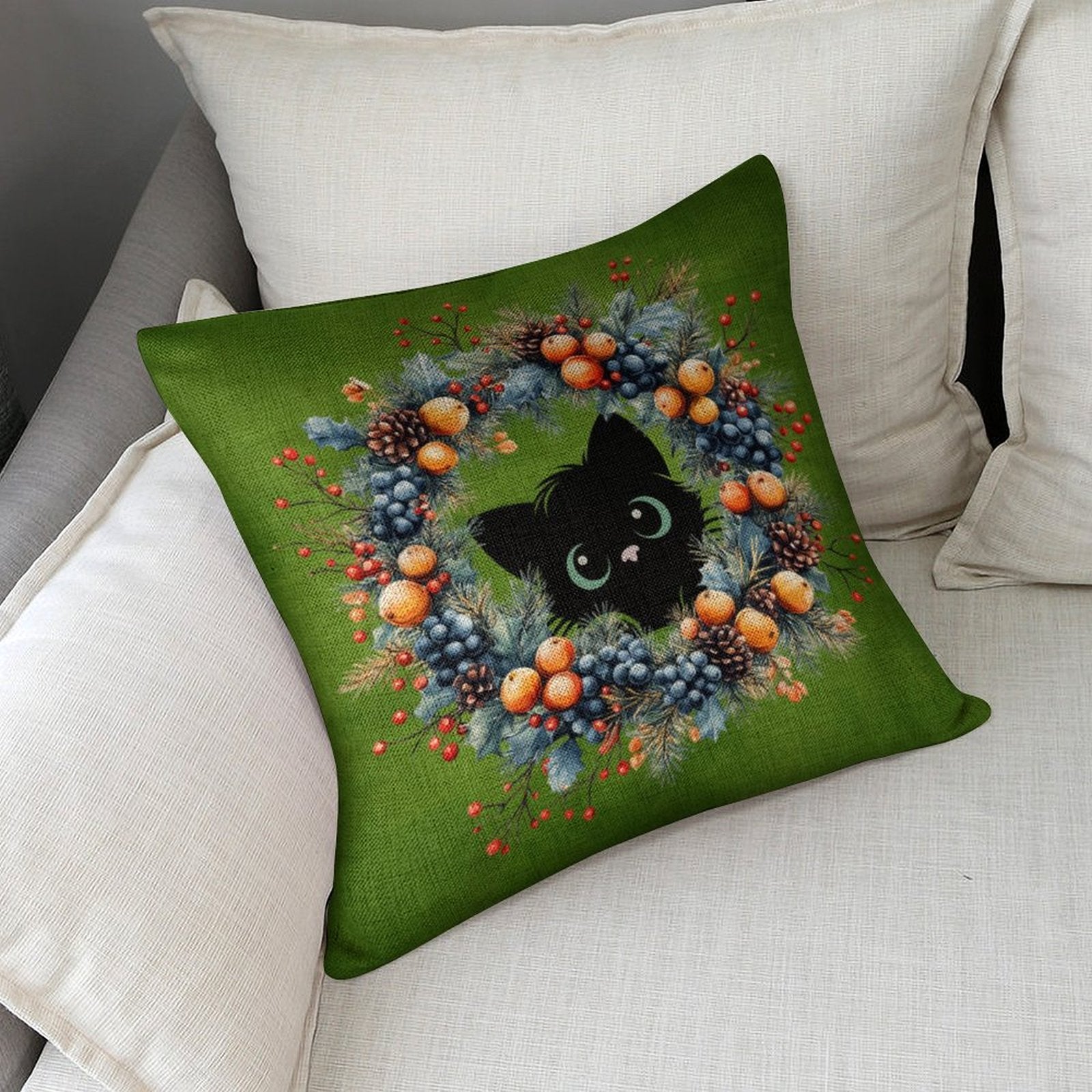 Set of 2 Cushion Covers with Cute Christmas Designs