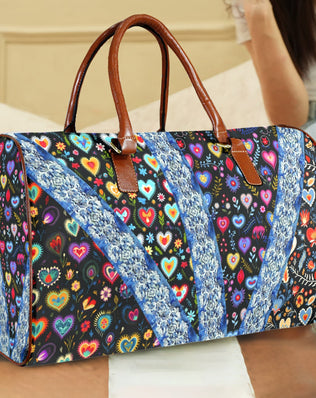 Boho Travel Bag6 Large Capacity Travel Bag-Large (Brown Short Patch) (1737)