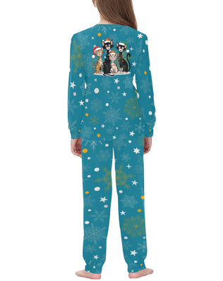 Soft, Comfortable Kids Unisex PJ Set with Fun Christmas Kitties Design