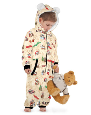 Adorable Christmas Sloths, Fleecy, Zip-Up Onesie Loungewear for Little Kids
