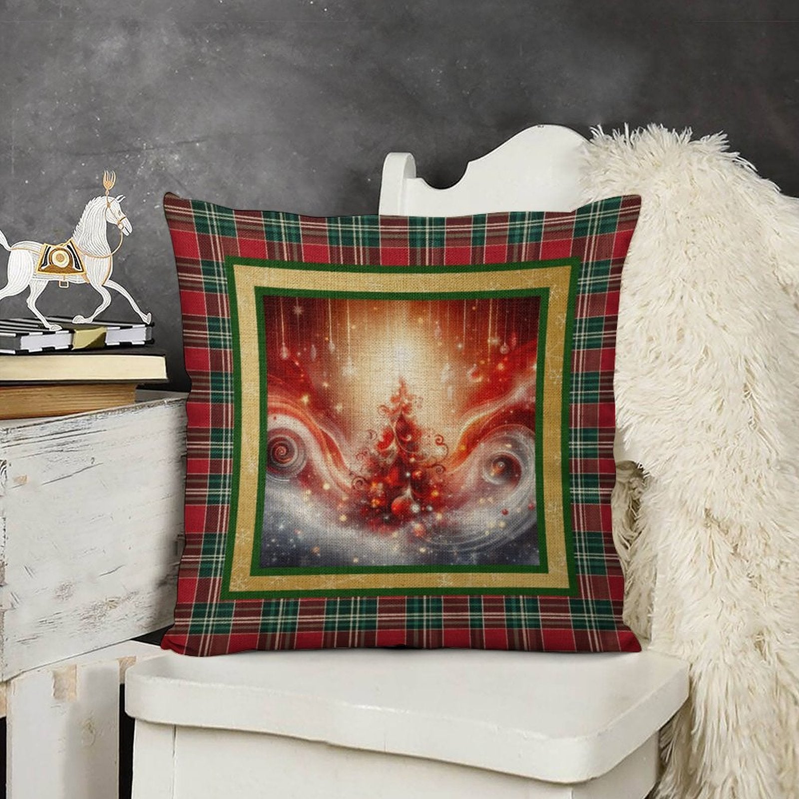 Set of 2 Cushion Covers with Matching (Not Same) Christmassy Designs